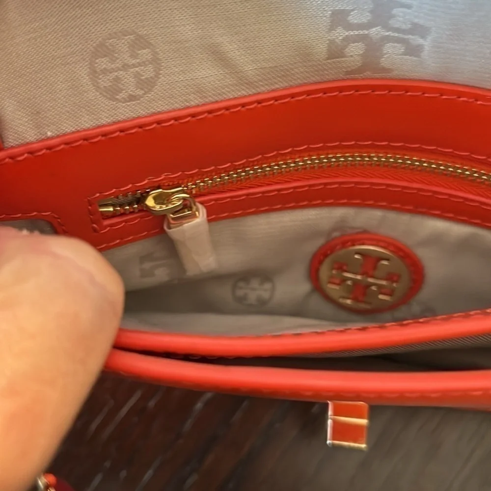 Tory Burch Orange Patent Leather Adalyn Crossbody Bag